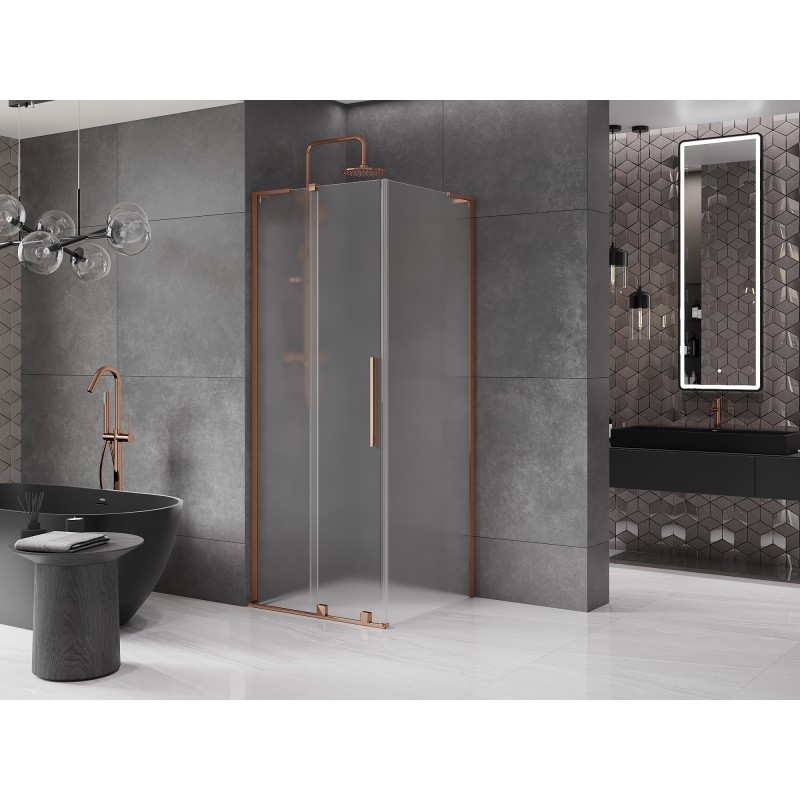 Mexen Velar L kabina prysznicowa rozsuwana 90 x 90 cm, szron, różowe złoto - 871-090-090-33-60