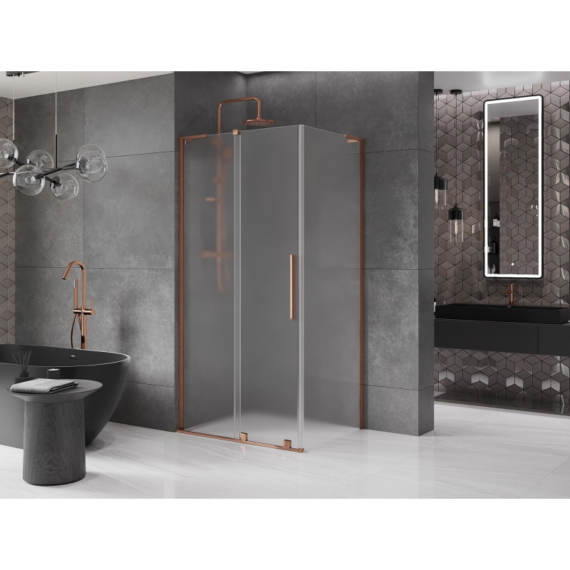 Mexen Velar L kabina prysznicowa rozsuwana 90 x 70 cm, szron, różowe złoto - 871-090-070-33-60