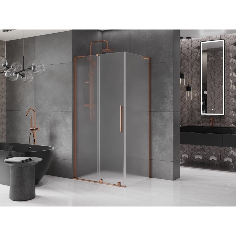 Mexen Velar L kabina prysznicowa rozsuwana 120 x 100 cm, szron, różowe złoto - 871-120-100-33-60