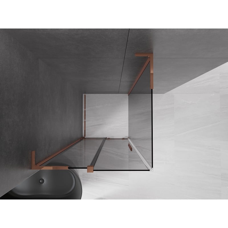 Mexen Velar L kabina prysznicowa rozsuwana 90 x 90 cm, grafit, różowe złoto - 871-090-090-43-60