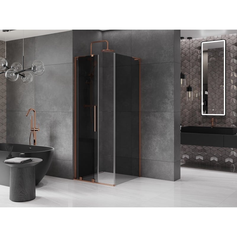 Mexen Velar L kabina prysznicowa rozsuwana 100 x 100 cm, grafit, różowe złoto - 871-100-100-43-60