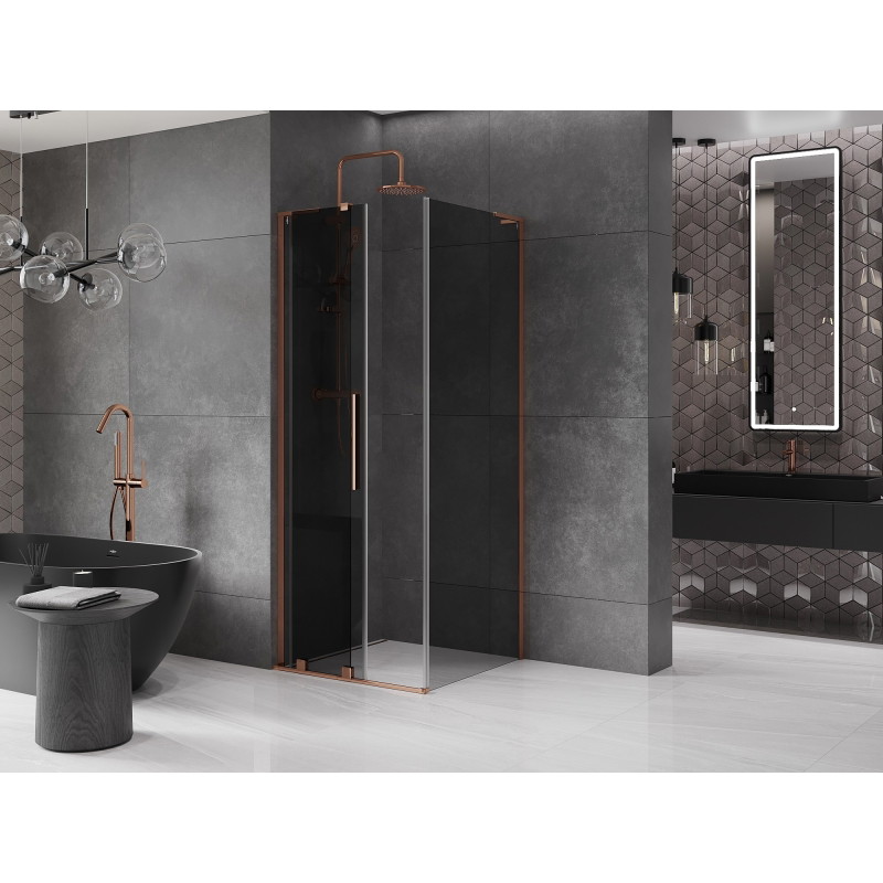 Mexen Velar L kabina prysznicowa rozsuwana 120 x 120 cm, grafit, różowe złoto - 871-120-120-43-60