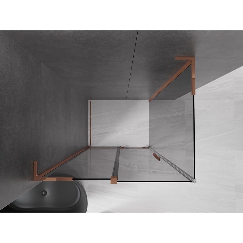 Mexen Velar L kabina prysznicowa rozsuwana 100 x 85 cm, grafit, różowe złoto - 871-100-085-43-60
