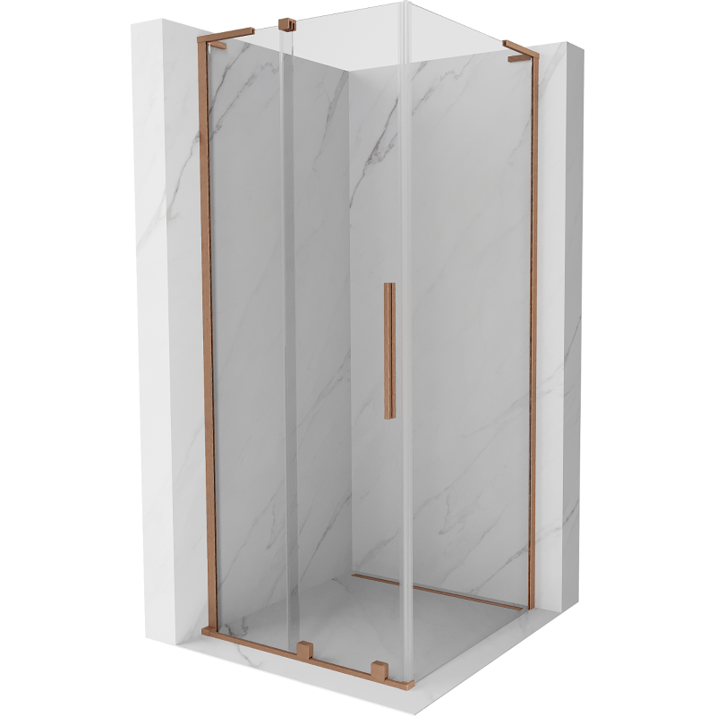 Mexen Velar L kabina prysznicowa rozsuwana 90 x 90 cm, transparent, miedź szczotkowana - 871-090-090-03-65