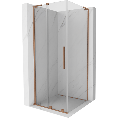 Mexen Velar L kabina prysznicowa rozsuwana 100 x 100 cm, transparent, miedź szczotkowana - 871-100-100-03-65