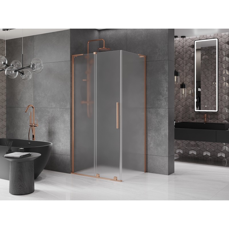 Mexen Velar L kabina prysznicowa rozsuwana 90 x 110 cm, szron, miedź szczotkowana - 871-090-110-33-65
