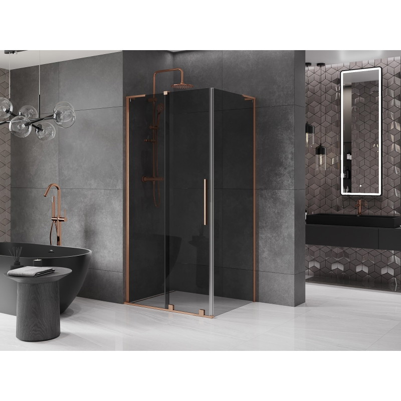 Mexen Velar L kabina prysznicowa rozsuwana 100 x 70 cm, grafit, miedź szczotkowana - 871-100-070-43-65