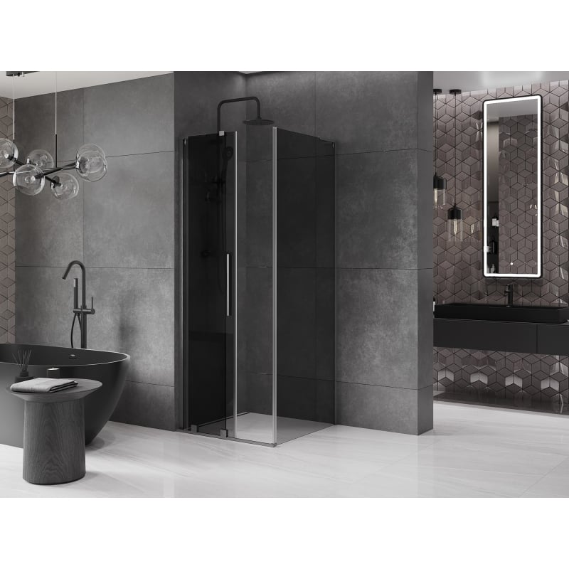 Mexen Velar L kabina prysznicowa rozsuwana 110 x 110 cm, grafit, gun gray szczotkowany - 871-110-110-43-66