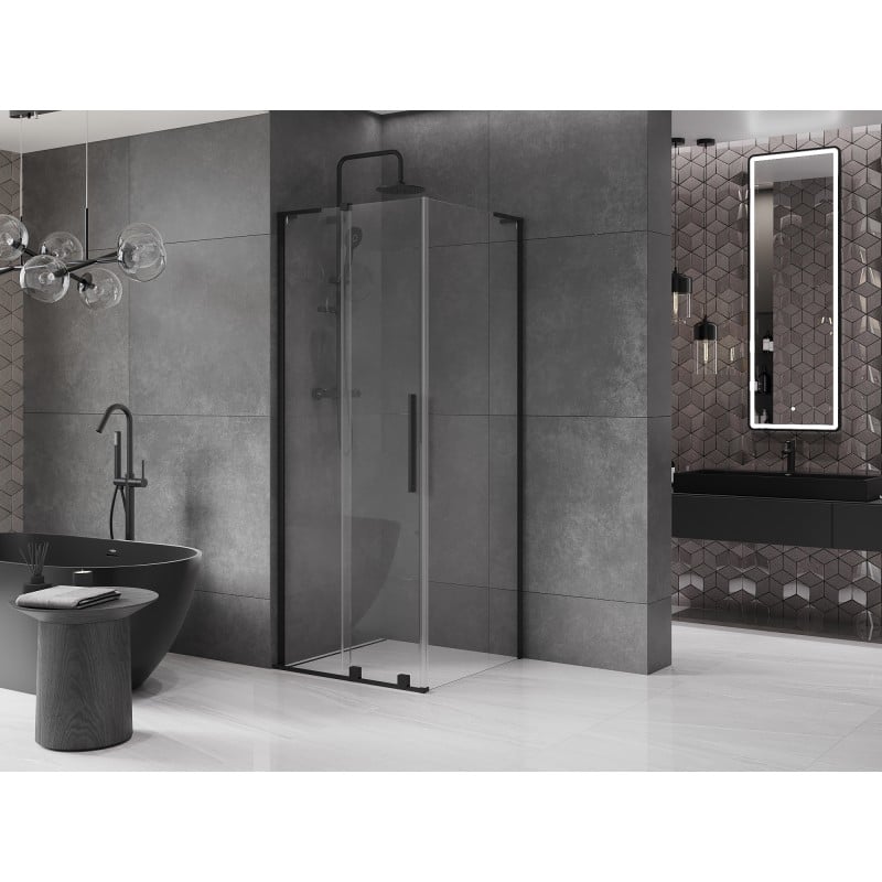 Mexen Velar L kabina prysznicowa rozsuwana 100 x 100 cm, transparent, czarna - 871-100-100-03-70