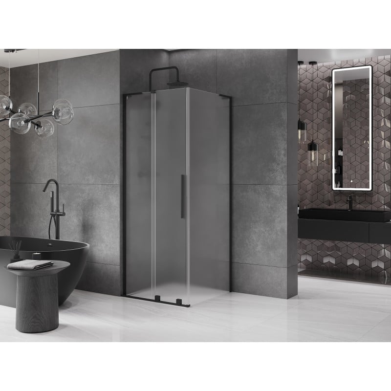 Mexen Velar L kabina prysznicowa rozsuwana 90 x 90 cm, szron, czarna - 871-090-090-33-70