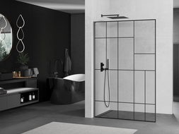 Mexen Kioto L ścianka prysznicowa Walk-in 90 x 200 cm, czarny wzór, gun metal - 800-090-103-95-78