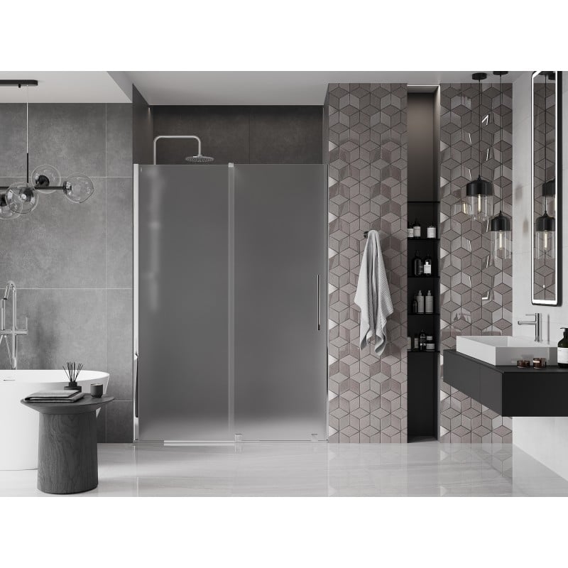 Mexen Velar drzwi prysznicowe rozsuwane 140 cm, szron, chrom - 871-140-000-31-01