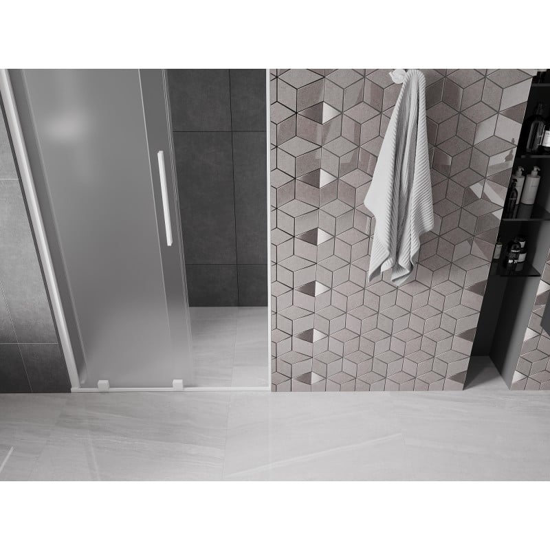Mexen Velar drzwi prysznicowe rozsuwane 110 cm, szron, białe - 871-110-000-31-20