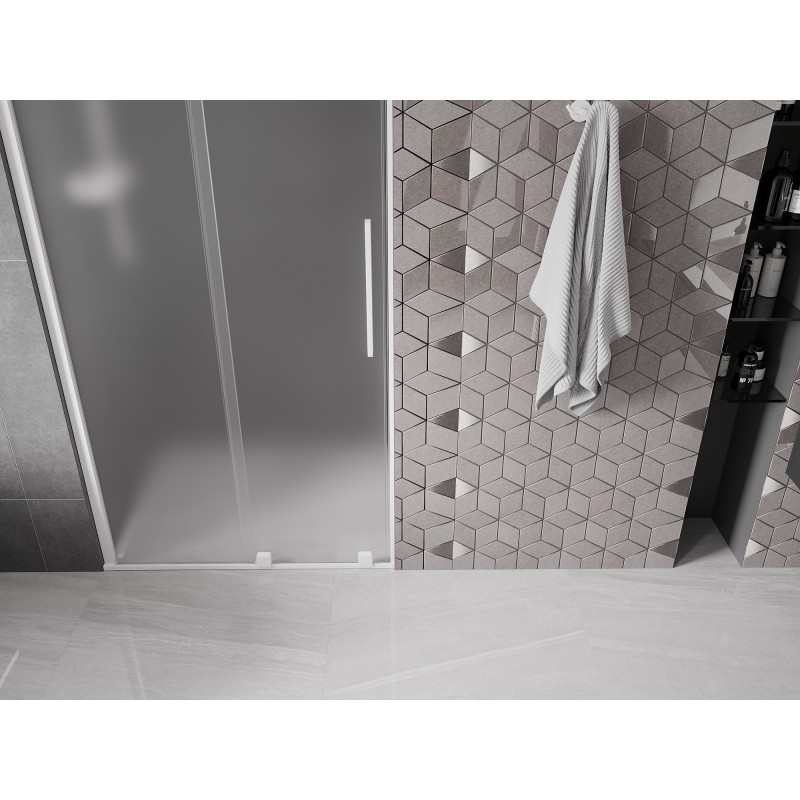 Mexen Velar drzwi prysznicowe rozsuwane 110 cm, szron, białe - 871-110-000-31-20
