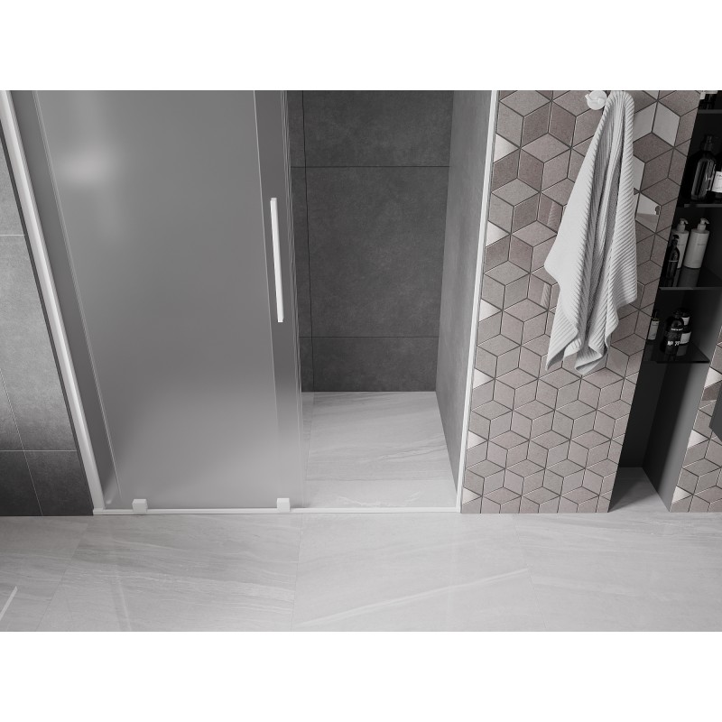 Mexen Velar drzwi prysznicowe rozsuwane 140 cm, szron, białe - 871-140-000-31-20