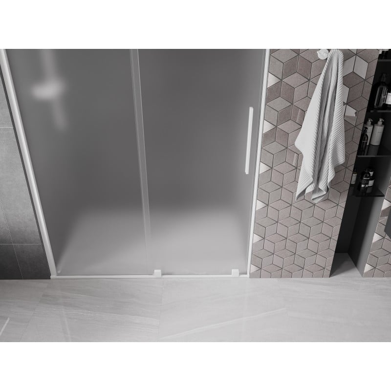 Mexen Velar drzwi prysznicowe rozsuwane 140 cm, szron, białe - 871-140-000-31-20