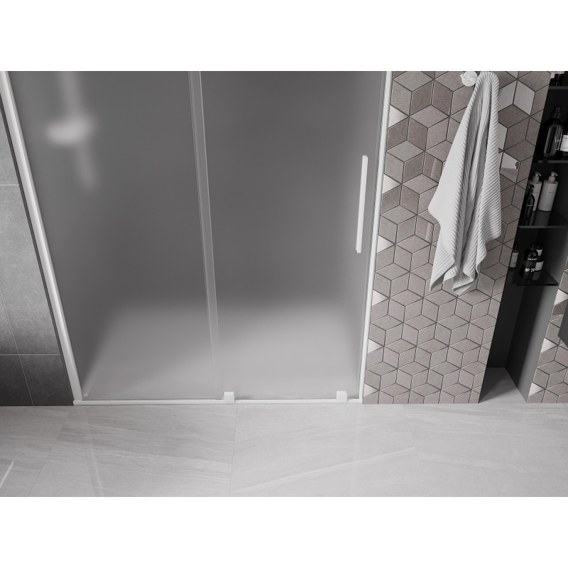 Mexen Velar drzwi prysznicowe rozsuwane 130 cm, szron, białe - 871-130-000-31-20