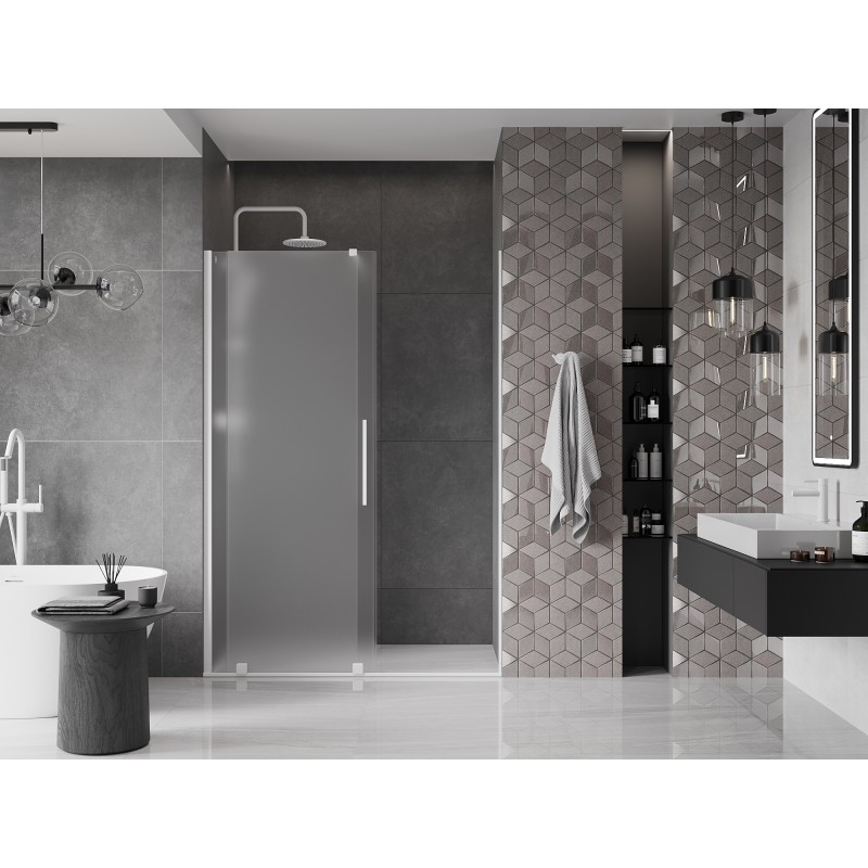 Mexen Velar drzwi prysznicowe rozsuwane 140 cm, szron, białe - 871-140-000-31-20