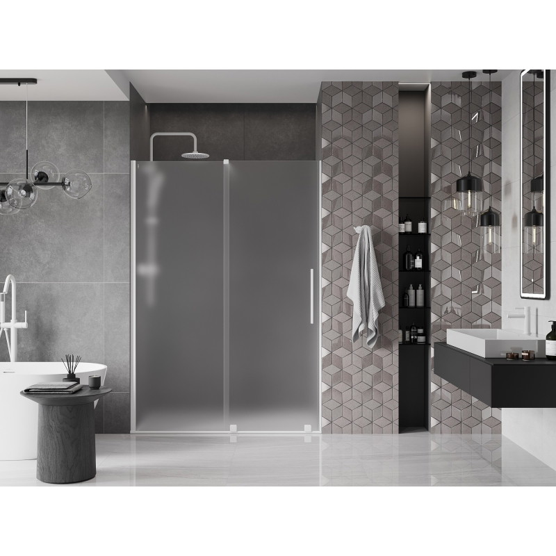 Mexen Velar drzwi prysznicowe rozsuwane 150 cm, szron, białe - 871-150-000-31-20