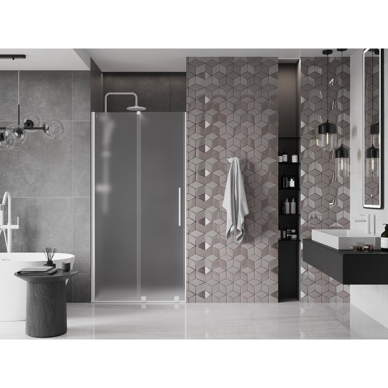 Mexen Velar drzwi prysznicowe rozsuwane 110 cm, szron, białe - 871-110-000-31-20