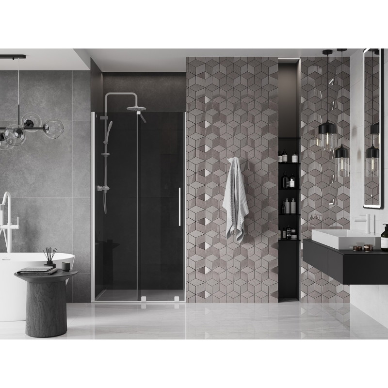 Mexen Velar drzwi prysznicowe rozsuwane 90 cm, grafit, białe - 871-090-000-41-20