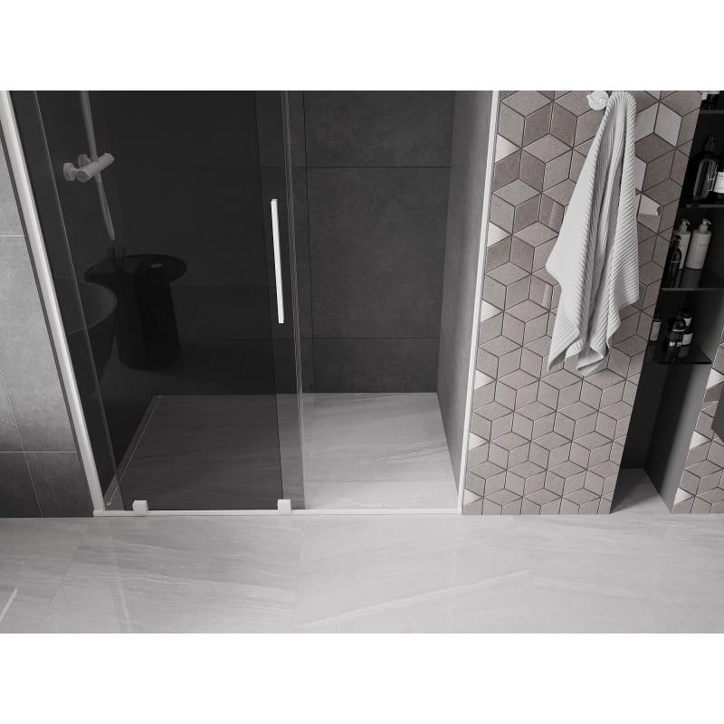 Mexen Velar drzwi prysznicowe rozsuwane 150 cm, grafit, białe - 871-150-000-41-20