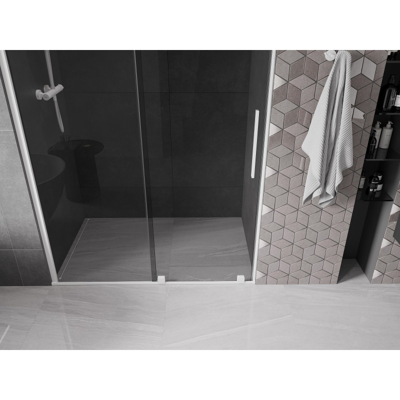 Mexen Velar drzwi prysznicowe rozsuwane 150 cm, grafit, białe - 871-150-000-41-20