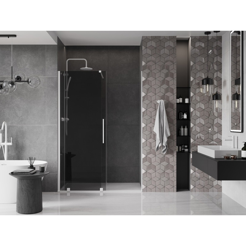 Mexen Velar drzwi prysznicowe rozsuwane 150 cm, grafit, białe - 871-150-000-41-20