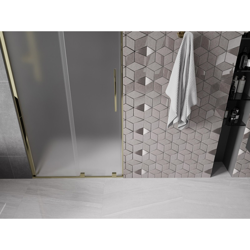 Mexen Velar drzwi prysznicowe rozsuwane 90 cm, szron, złote - 871-090-000-31-50