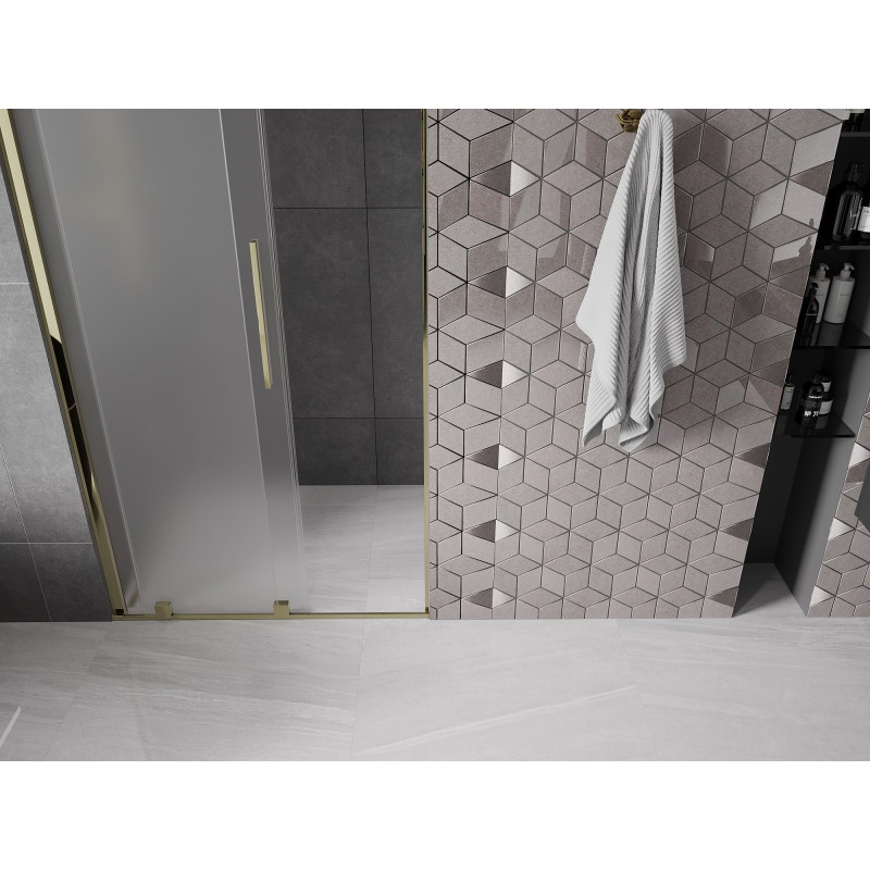 Mexen Velar drzwi prysznicowe rozsuwane 110 cm, szron, złote - 871-110-000-31-50