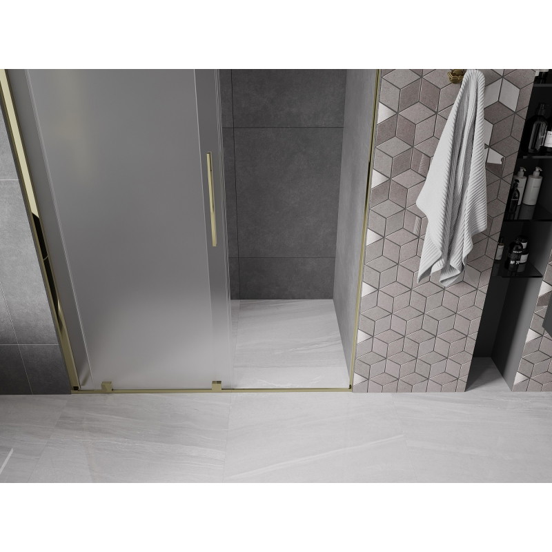 Mexen Velar drzwi prysznicowe rozsuwane 130 cm, szron, złote - 871-130-000-31-50