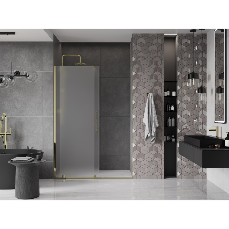 Mexen Velar drzwi prysznicowe rozsuwane 140 cm, szron, złote - 871-140-000-31-50