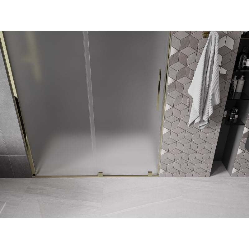 Mexen Velar drzwi prysznicowe rozsuwane 150 cm, szron, złote - 871-150-000-31-50