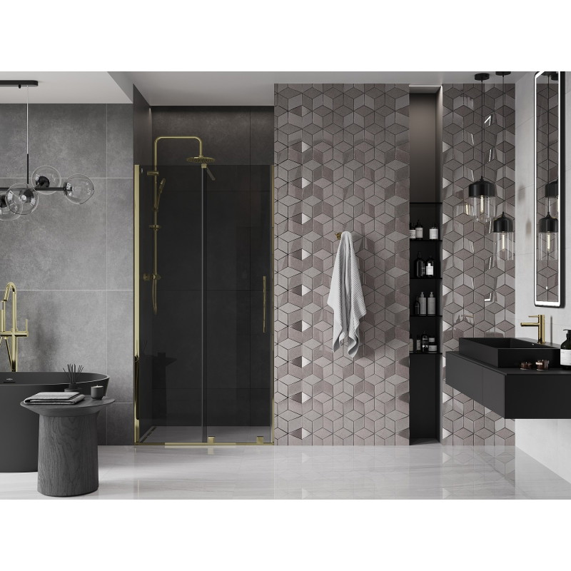 Mexen Velar drzwi prysznicowe rozsuwane 110 cm, grafit, złote - 871-110-000-41-50