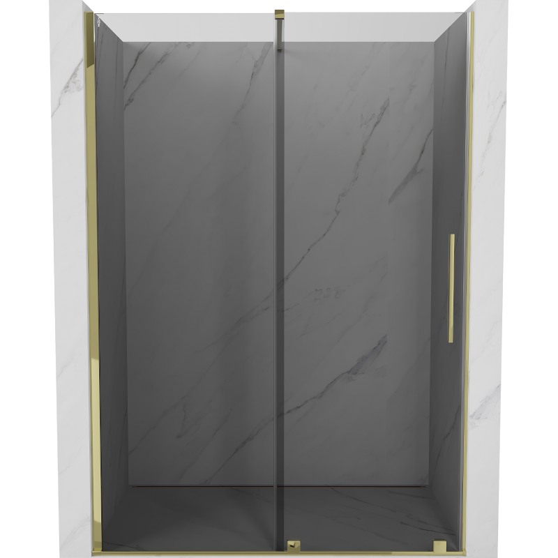 Mexen Velar drzwi prysznicowe rozsuwane 140 cm, grafit, złote - 871-140-000-41-50