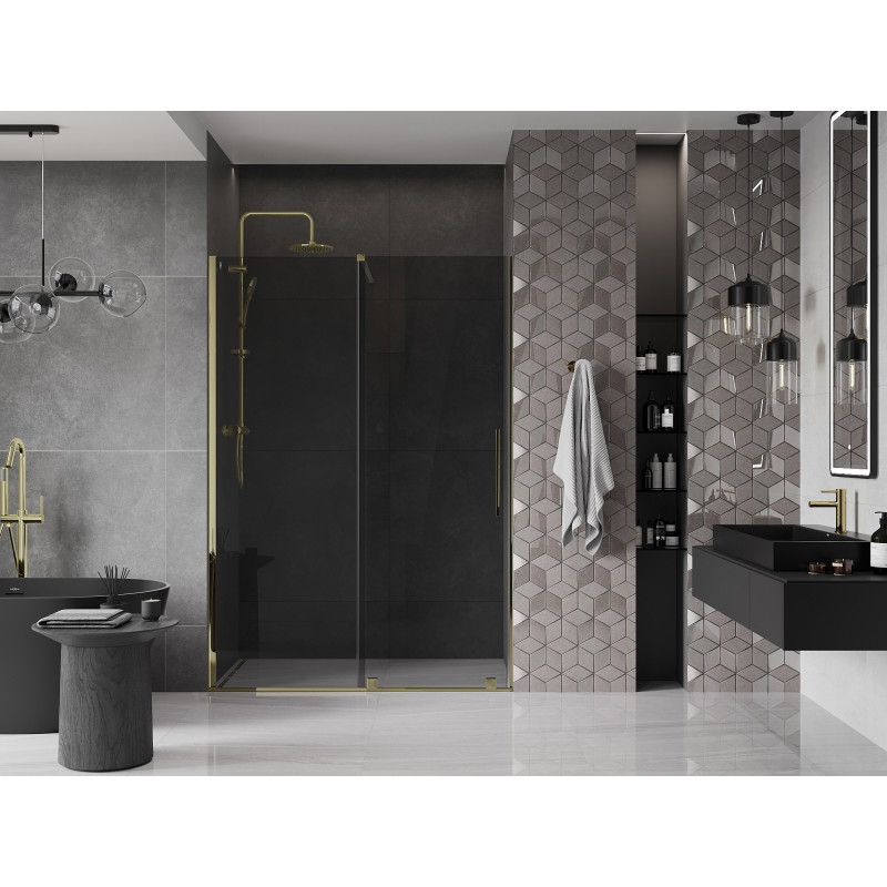 Mexen Velar drzwi prysznicowe rozsuwane 150 cm, grafit, złote - 871-150-000-41-50