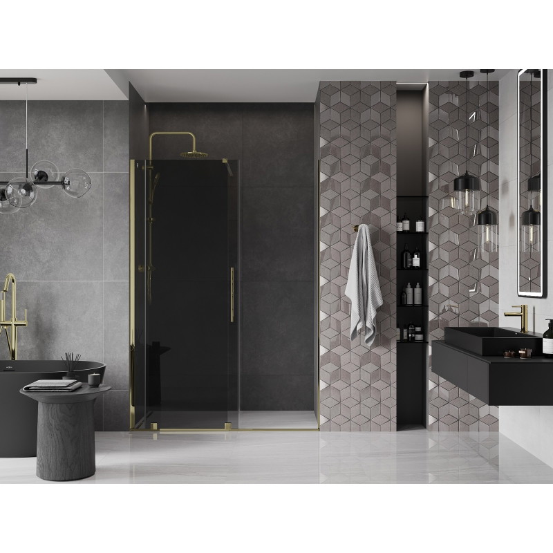 Mexen Velar drzwi prysznicowe rozsuwane 140 cm, grafit, złote - 871-140-000-41-50