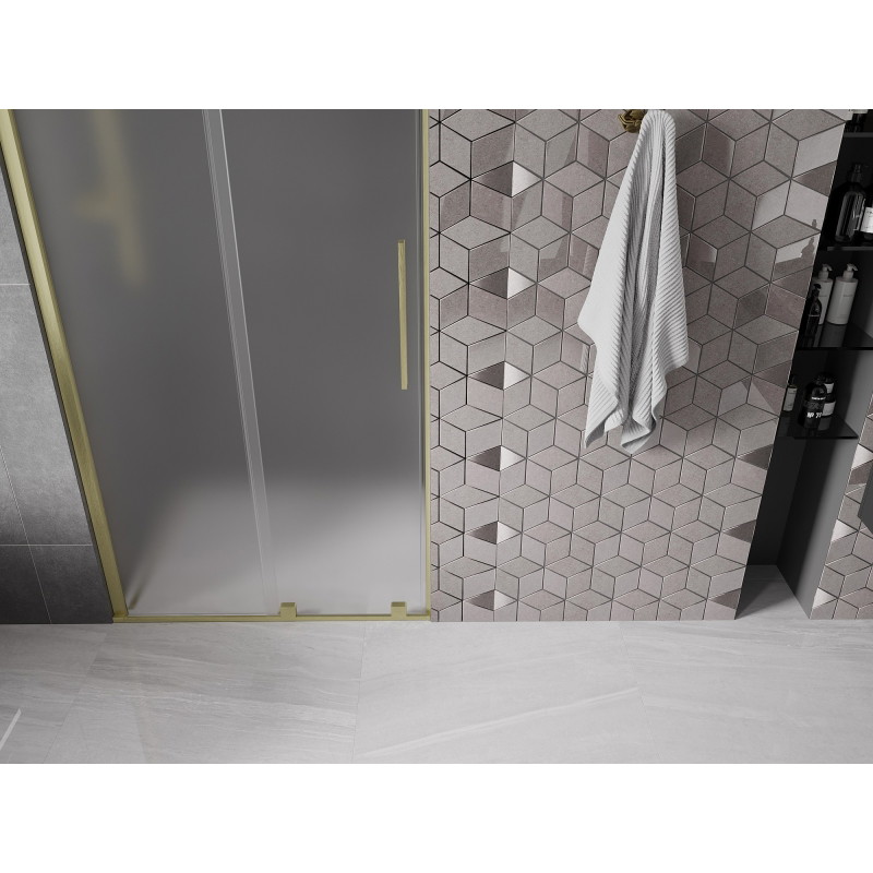 Mexen Velar drzwi prysznicowe rozsuwane 110 cm, szron, złote szczotkowane - 871-110-000-31-55