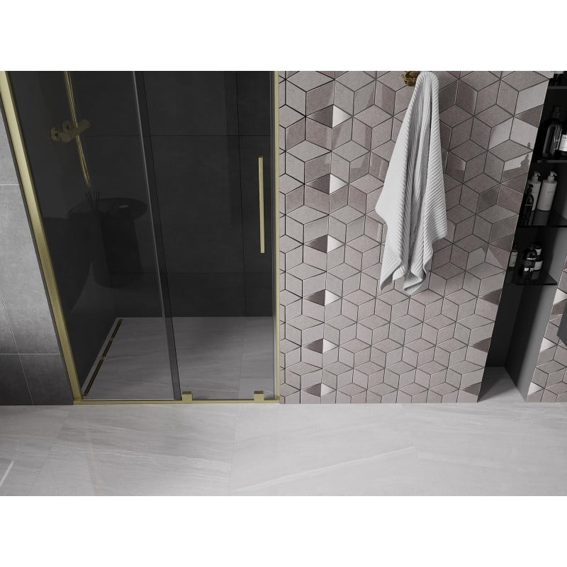 Mexen Velar drzwi prysznicowe rozsuwane 120 cm, grafit, złote szczotkowane - 871-120-000-41-55