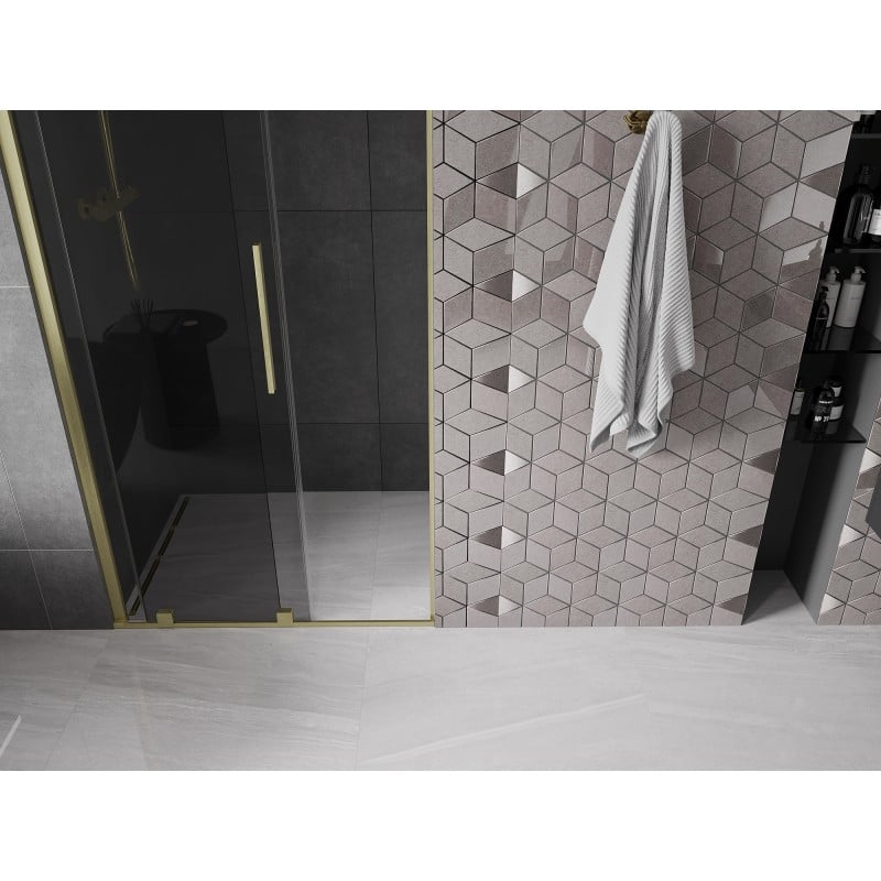 Mexen Velar drzwi prysznicowe rozsuwane 120 cm, grafit, złote szczotkowane - 871-120-000-41-55