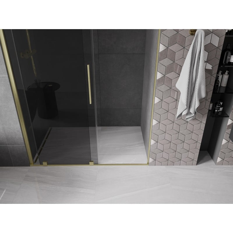 Mexen Velar drzwi prysznicowe rozsuwane 130 cm, grafit, złote szczotkowane - 871-130-000-41-55