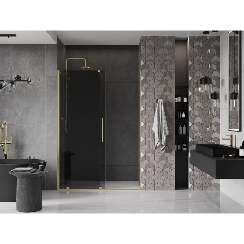 Mexen Velar drzwi prysznicowe rozsuwane 130 cm, grafit, złote szczotkowane - 871-130-000-41-55
