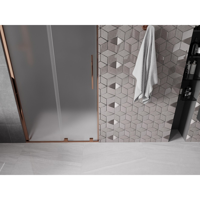 Mexen Velar drzwi prysznicowe rozsuwane 90 cm, szron, różowe złoto - 871-090-000-31-60