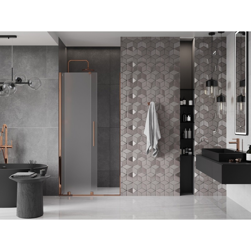 Mexen Velar drzwi prysznicowe rozsuwane 90 cm, szron, różowe złoto - 871-090-000-31-60