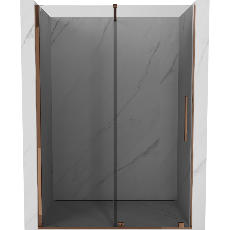 Mexen Velar drzwi prysznicowe rozsuwane 150 cm, grafit, różowe złoto - 871-150-000-41-60