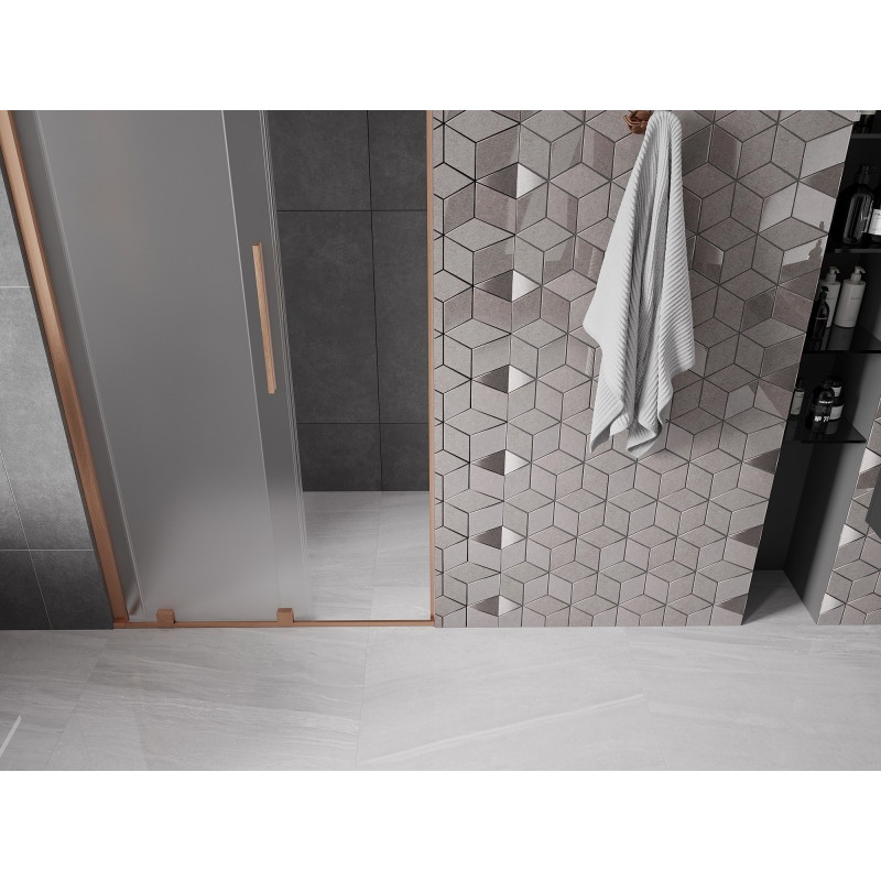 Mexen Velar drzwi prysznicowe rozsuwane 90 cm, szron, miedź szczotkowana - 871-090-000-31-65