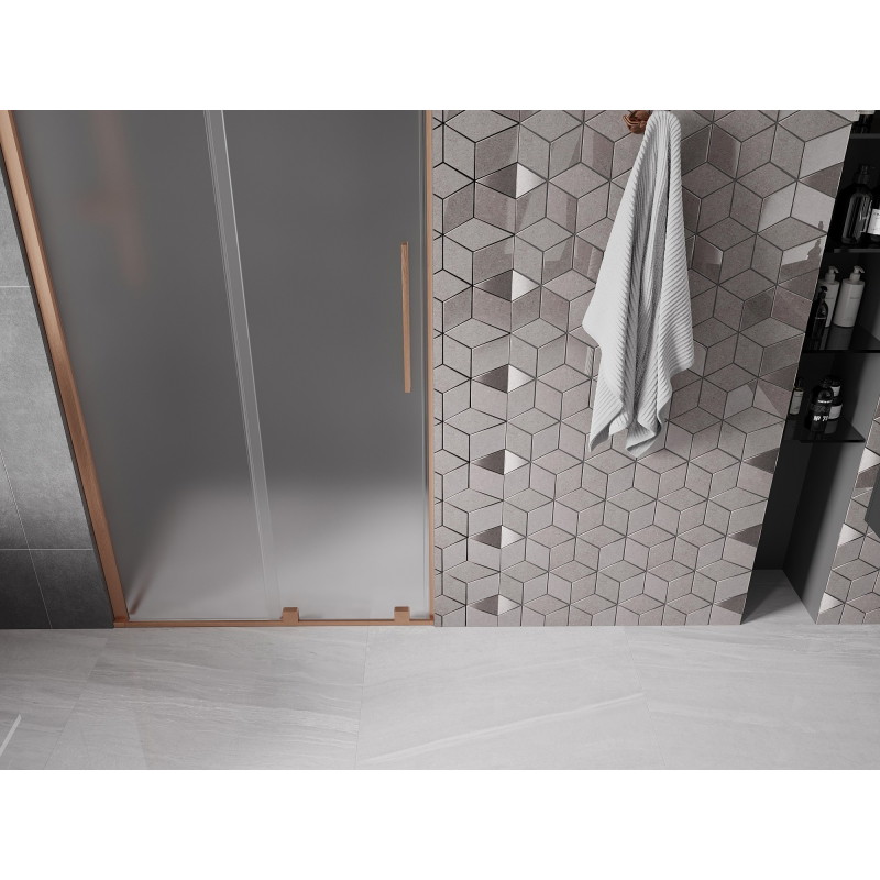 Mexen Velar drzwi prysznicowe rozsuwane 90 cm, szron, miedź szczotkowana - 871-090-000-31-65