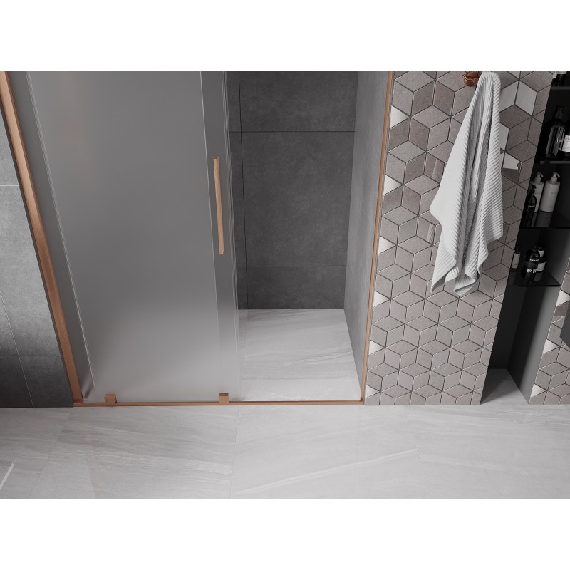 Mexen Velar drzwi prysznicowe rozsuwane 140 cm, szron, miedź szczotkowana - 871-140-000-31-65