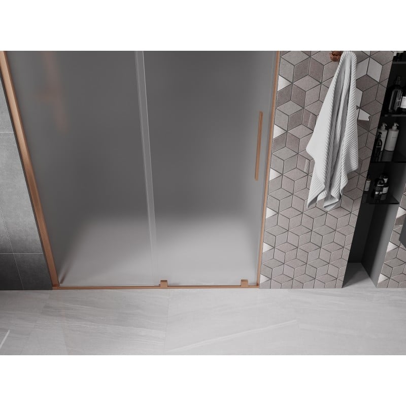 Mexen Velar drzwi prysznicowe rozsuwane 140 cm, szron, miedź szczotkowana - 871-140-000-31-65