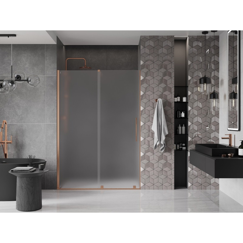 Mexen Velar drzwi prysznicowe rozsuwane 150 cm, szron, miedź szczotkowana - 871-150-000-31-65